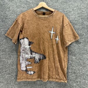 Romwe T-Shirt Women M Medium Brown Colorblock Crew Neck Short Sleeve Cotton